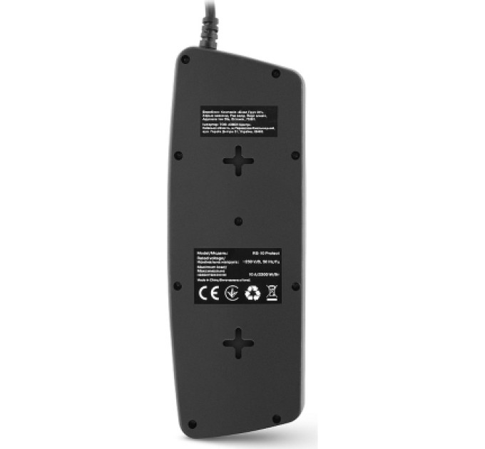 REAL-EL Мережевий фільтр живлення REAL-EL REAL-EL RS-10 Protect, 1.8m, black (EL122300038)