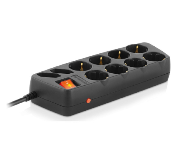 REAL-EL Мережевий фільтр живлення REAL-EL REAL-EL RS-10 Protect, 1.8m, black (EL122300038)