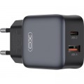XO Зарядний пристрій XO L156 USB-C PD30W + USB-A QC3.0 Black (L156.black)