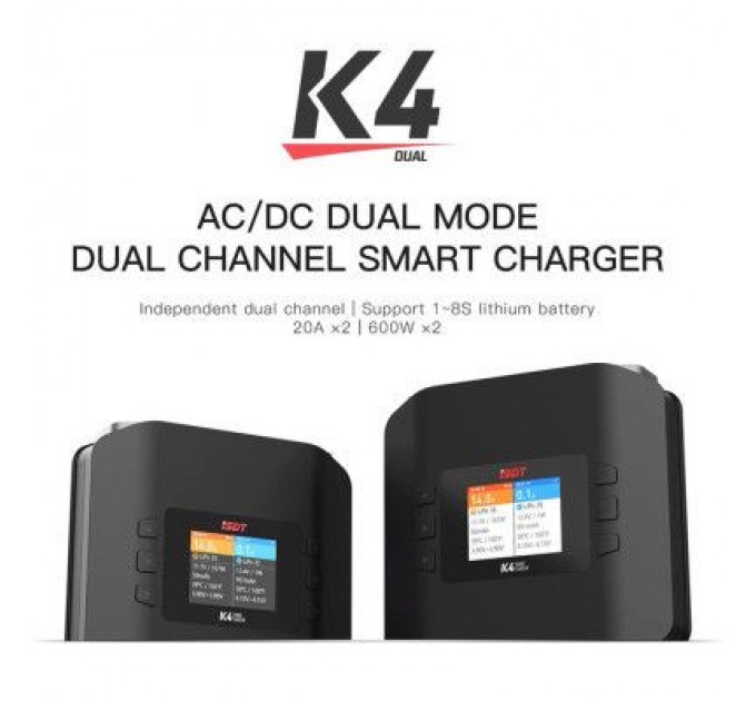 iSDT Зарядний пристрій для дрона iSDT K4 AC 400W DC 600Wx2 (HP0015.K4)