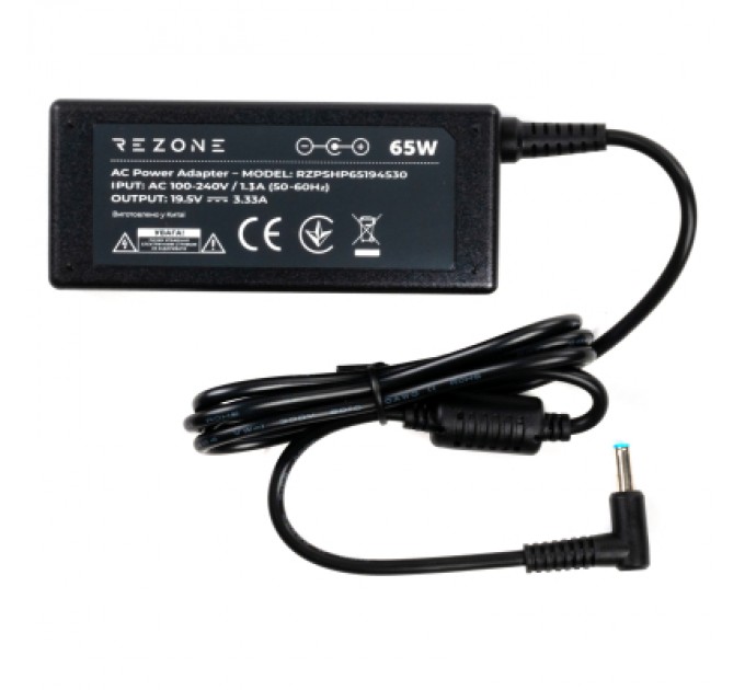 Rezone Блок живлення до ноутбуку Rezone HP 65W 19.5V 3.33А 4.5*3.0 (RZPSHP65194530)