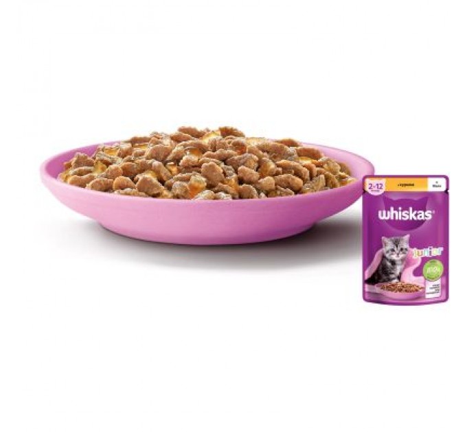 Whiskas Вологий корм для кішок Whiskas Kitten Курка в желе 85 г (5900951302152/5900951302138)