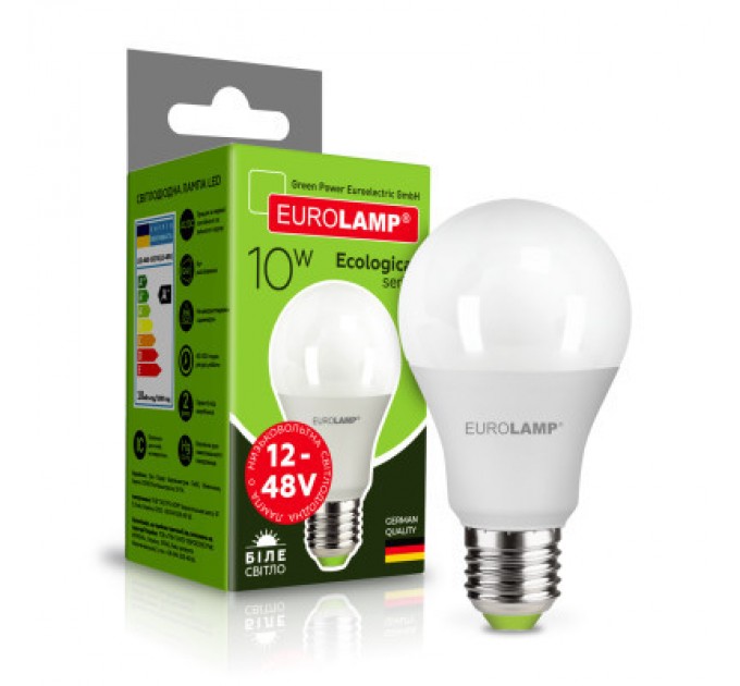 Eurolamp Лампочка Eurolamp LED ECO A60 10W E27 4000K 12-48V (LED-A60-10274(12-48V))