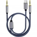 XoKo Кабель мультимедійний AUX MH-270 jack - jack 3.5mm-Type-C 1.2m blue XoKo (XK-MH-270)