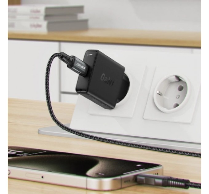 Acefast Зарядний пристрій Acefast A65 USB-C PD20W GaN ultra-thin Black (6974316282686)