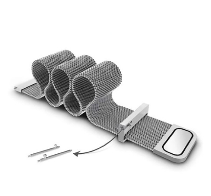 BeCover Ремінець до смарт-годинника BeCover Milanese Style для Samsung Galaxy (20mm)/Watch 5/ Watch 4.../Gear S2 Classic/Gear Sport Silver (707675)