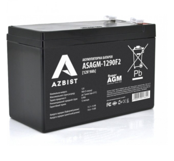 AZBIST Батарея до ДБЖ AZBIST 12V 9Ah Super AGM (ASAGM-1290F2)