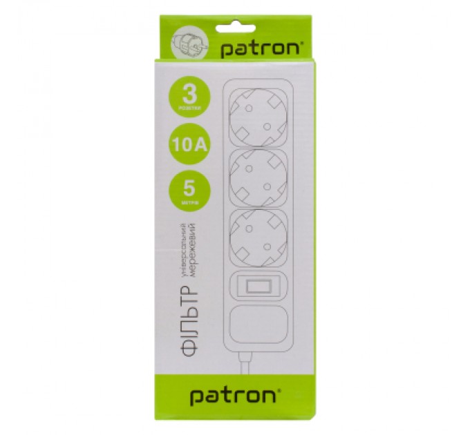 Patron Мережевий фільтр живлення Patron EXT-PN-SP-1035-GR, 5m Gray (EXT-PN-SP-1035-GR)