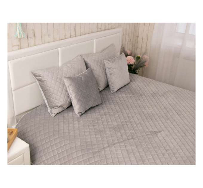 Руно Покривало Руно двостороннє декоративне Velour Grey ромб 150х220 см (360.55_Grey ромб)