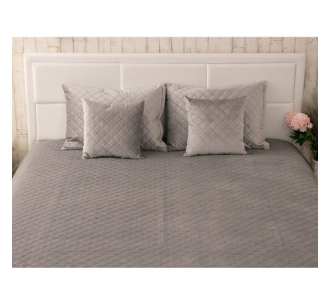 Руно Покривало Руно двостороннє декоративне Velour Grey ромб 150х220 см (360.55_Grey ромб)