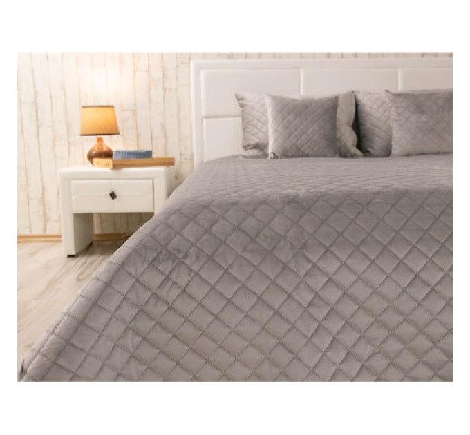 Руно Покривало Руно двостороннє декоративне Velour Grey ромб 150х220 см (360.55_Grey ромб)