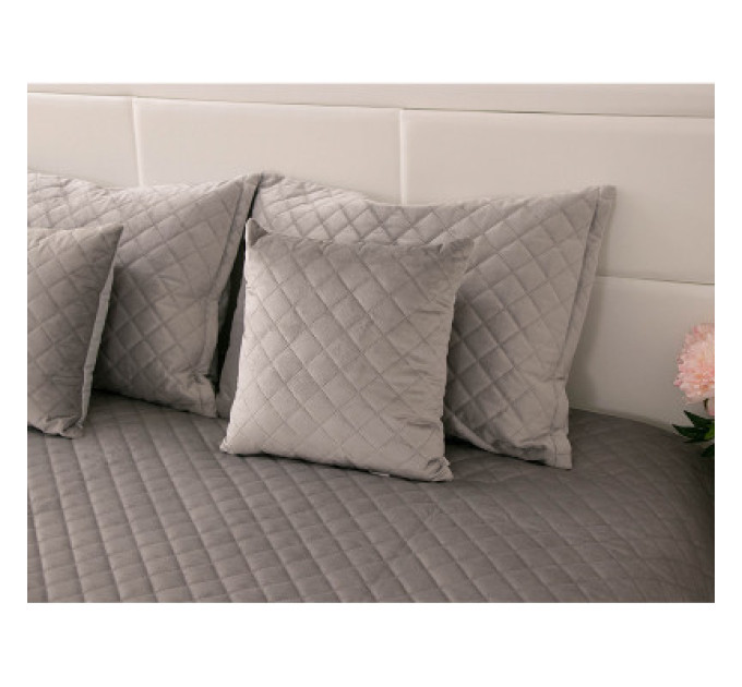 Руно Покривало Руно двостороннє декоративне Velour Grey ромб 150х220 см (360.55_Grey ромб)