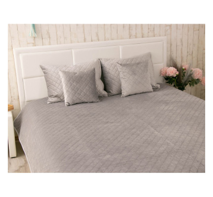 Руно Покривало Руно двостороннє декоративне Velour Grey ромб 150х220 см (360.55_Grey ромб)
