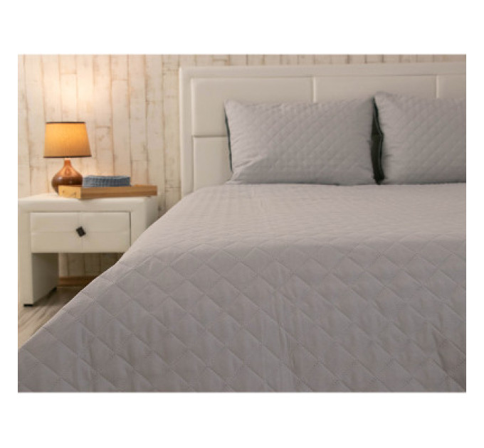 Руно Покривало Руно двостороннє декоративне Velour Grey ромб 150х220 см (360.55_Grey ромб)