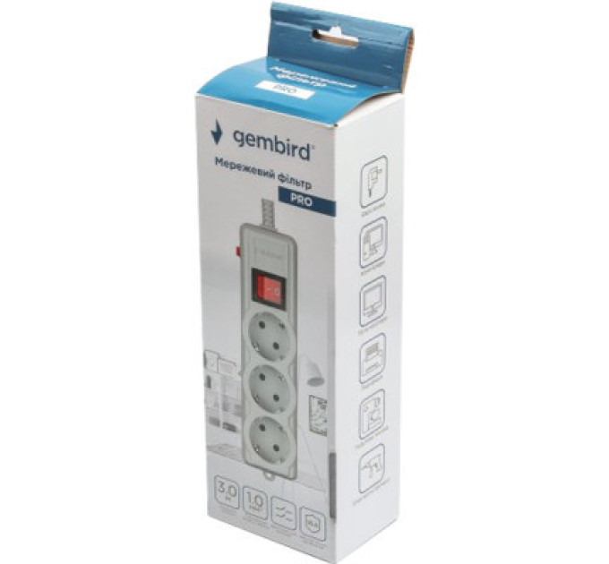 Gembird Мережевий фільтр живлення Gembird SPG3-G-10G-PRO