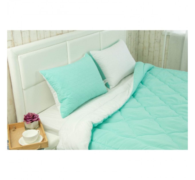 Руно Ковдра Руно набір ковдра 140х205 + 1 подушка 50х70 силіконова Бірюзовий (К_924.52СЛ200_Бірюзовий)