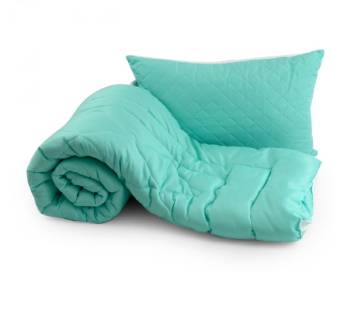 Руно Ковдра Руно набір ковдра 140х205 + 1 подушка 50х70 силіконова Бірюзовий (К_924.52СЛ200_Бірюзовий)