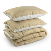 Ковдра Руно набір ковдра 200х220 + 2 подушки 50х70 силіконові Бежевий (К_925.52СЛ300_Бежевий)