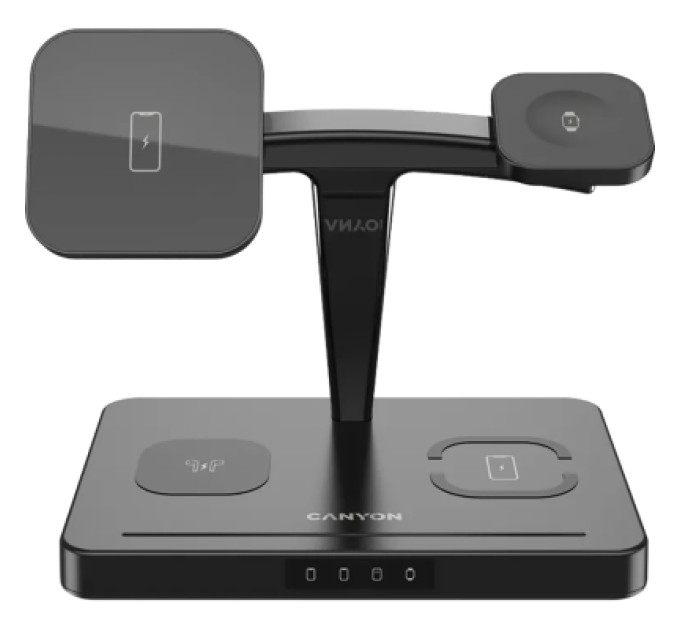 Canyon Зарядний пристрій Canyon wireless charger WS-404 15W 4in1 Black (CNS-WCS404)