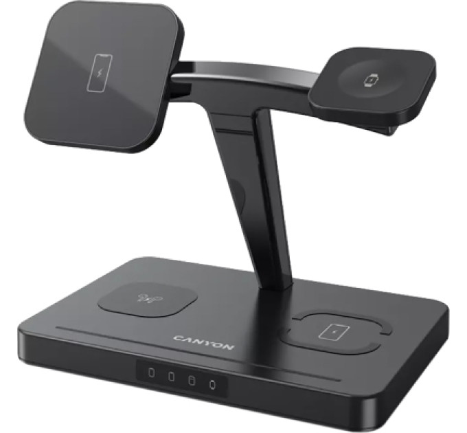 Canyon Зарядний пристрій Canyon wireless charger WS-404 15W 4in1 Black (CNS-WCS404)