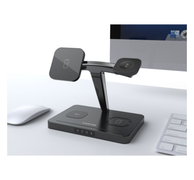 Canyon Зарядний пристрій Canyon wireless charger WS-404 15W 4in1 Black (CNS-WCS404)