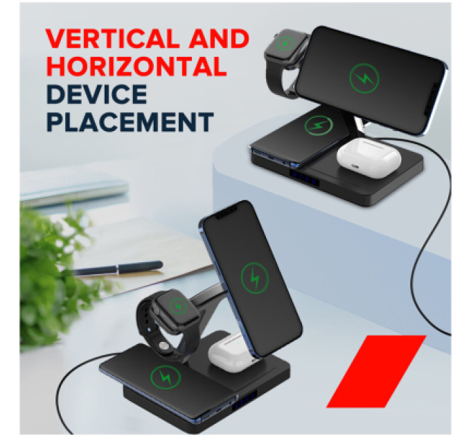 Canyon Зарядний пристрій Canyon wireless charger WS-404 15W 4in1 Black (CNS-WCS404)