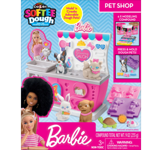 Cra-Z-Art Набір для творчості Cra-Z-Art Barbie Тісто для ліплення , Зоомагазин з формами, набір 10од (34041CRA)