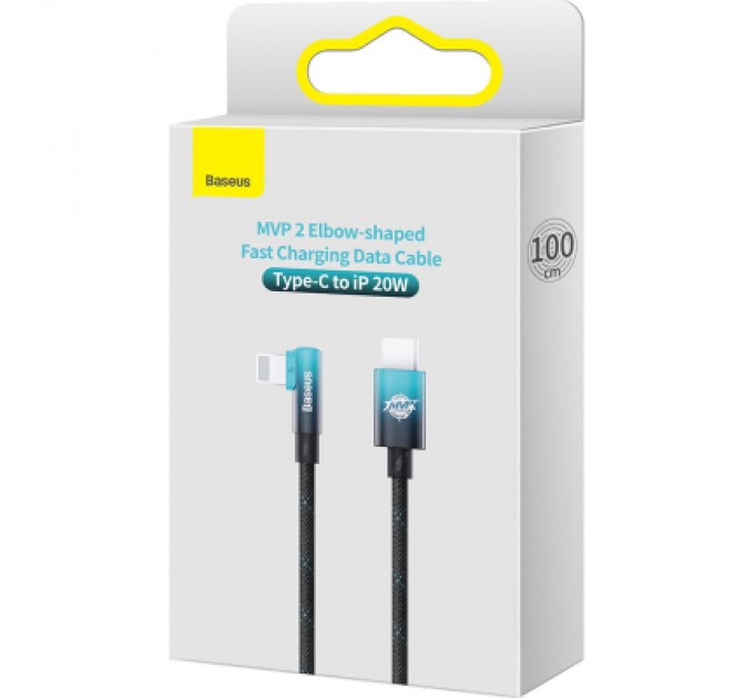 Baseus Дата кабель USB-C to Lightning 1.0m 20W 90° corner black/blue Baseus (CAVP000221)