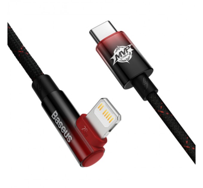 Baseus Дата кабель USB-C to Lightning 1.0m 20W 90° corner black/red Baseus (CAVP000220)