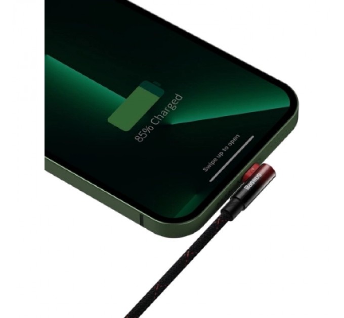 Baseus Дата кабель USB 2.0 AM to Lightning 1.0m 2.4A 90° corner black/red Baseus (CAVP000020)