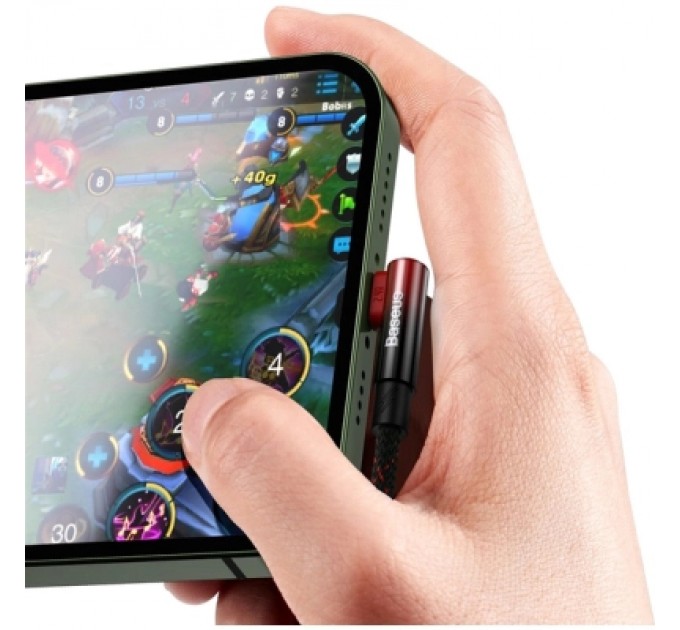 Baseus Дата кабель USB 2.0 AM to Lightning 1.0m 2.4A 90° corner black/red Baseus (CAVP000020)