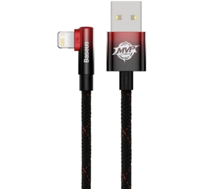 Baseus Дата кабель USB 2.0 AM to Lightning 1.0m 2.4A 90° corner black/red Baseus (CAVP000020)