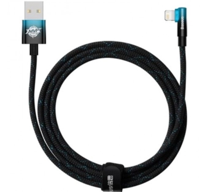 Baseus Дата кабель USB 2.0 AM to Lightning 2.0m 2.4A 90° corner black/blue Baseus (CAVP000121)