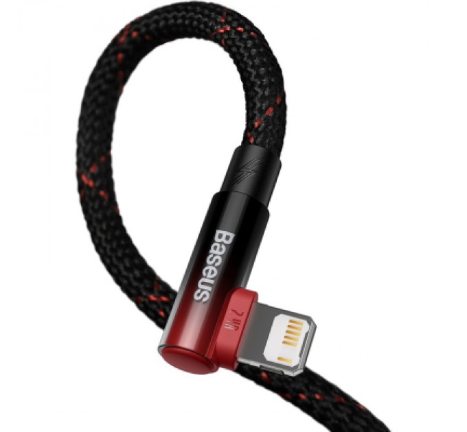Baseus Дата кабель USB 2.0 AM to Lightning 2.0m 2.4A 90° corner black/red Baseus (CAVP000120)
