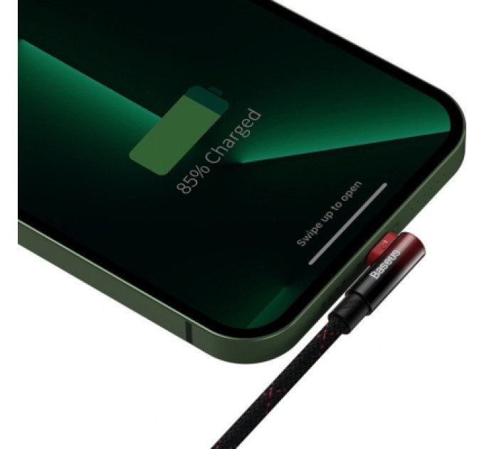 Baseus Дата кабель USB 2.0 AM to Lightning 2.0m 2.4A 90° corner black/red Baseus (CAVP000120)