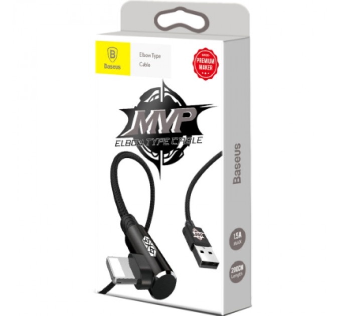 Baseus Дата кабель USB 2.0 AM to Lightning 2.0m 1.5A 90° corner black Baseus (CALMVP-A01)