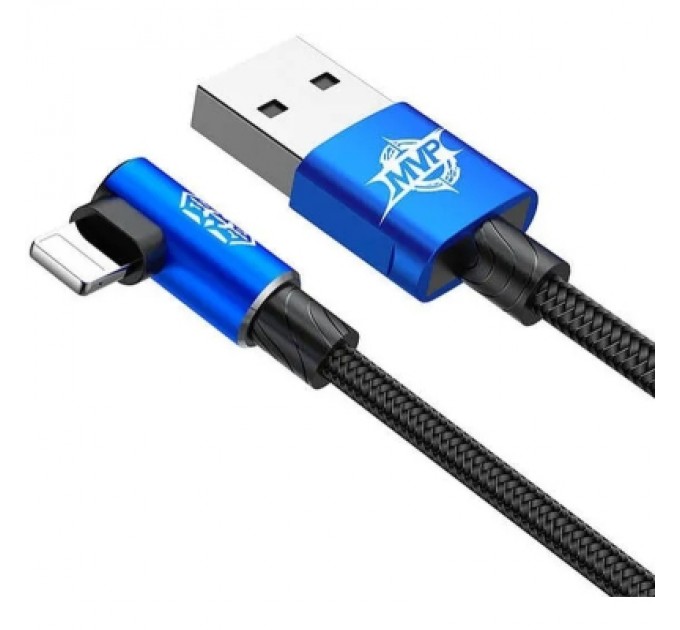 Baseus Дата кабель USB 2.0 AM to Lightning 2.0m 1.5A 90° corner blue Baseus (CALMVP-A03)