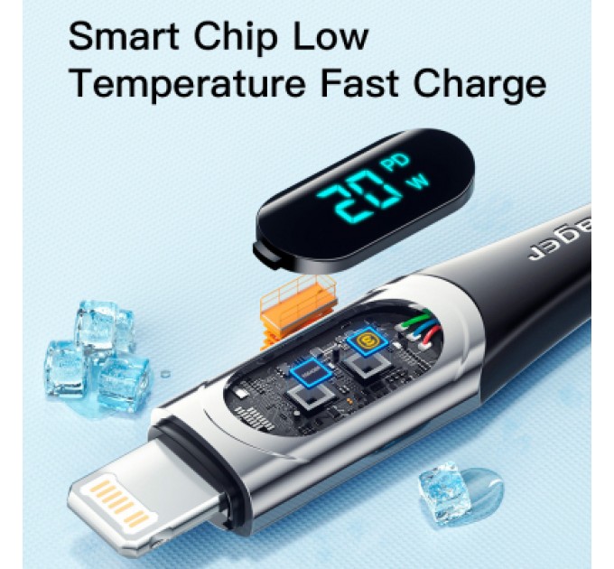 Essager Дата кабель USB-C to Lightning 2.0m 20W Digital Display black Essager (EXCTL-YDA01)