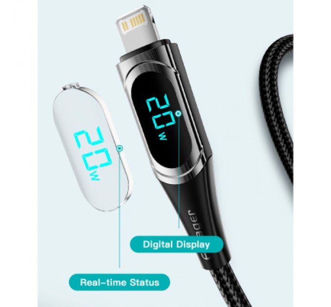 Essager Дата кабель USB-C to Lightning 2.0m 20W Digital Display black Essager (EXCTL-YDA01)