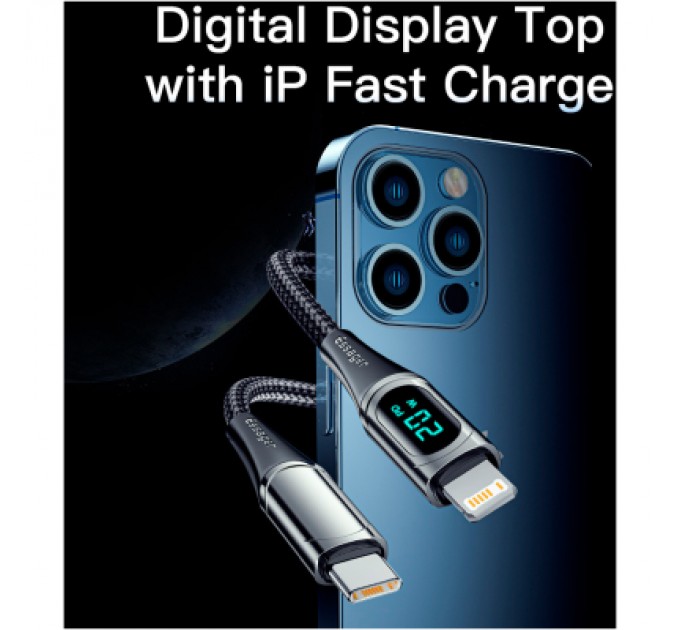 Essager Дата кабель USB-C to Lightning 2.0m 20W Digital Display black Essager (EXCTL-YDA01)