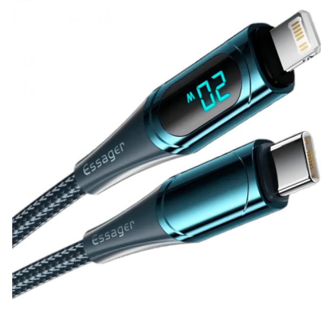 Essager Дата кабель USB-C to Lightning 2.0m 20W Digital Display blue Essager (EXCTL-YDA03)