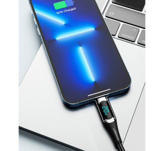 Essager Дата кабель USB-C to Lightning 2.0m 20W Digital Display blue Essager (EXCTL-YDA03)