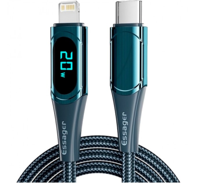 Essager Дата кабель USB-C to Lightning 2.0m 20W Digital Display blue Essager (EXCTL-YDA03)