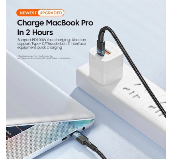 Essager Дата кабель USB-C to USB-C 2.0m 100W blue Essager (EXCTT1-XCA03)