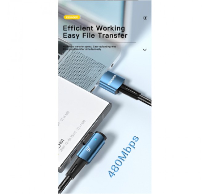 Essager Дата кабель USB 2.0 AM to USB-C 1.0m 100W blue Essager (EXCWT7A-CG03-P)
