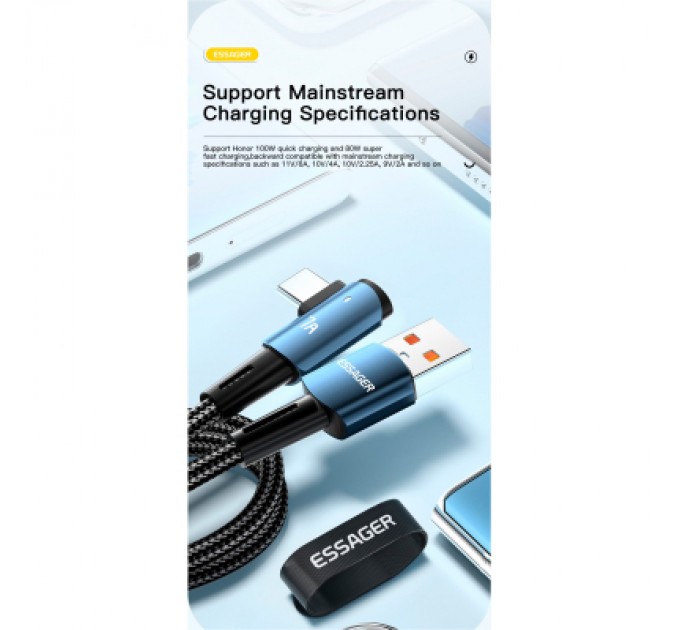 Essager Дата кабель USB 2.0 AM to USB-C 2.0m 100W blue Essager (EXCWT7A-CGA03-P)