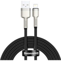 Дата кабель USB 2.0 AM to Lightning 2.0m 2.4A metal black Baseus (CALJK-B01)