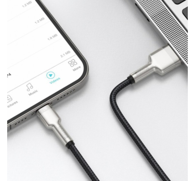 Baseus Дата кабель USB 2.0 AM to Lightning 2.0m 2.4A metal black Baseus (CALJK-B01)