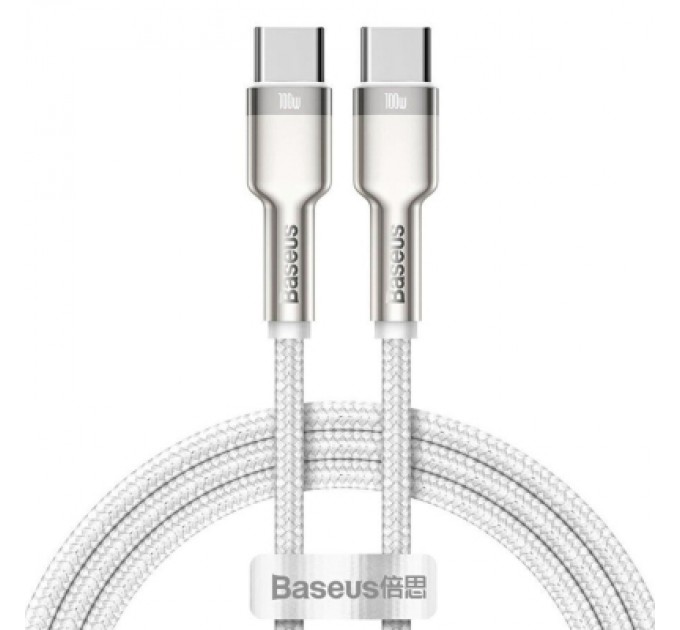 Baseus Дата кабель USB-C to USB-C 1.0m 100W metal white Baseus (CATJK-C02)