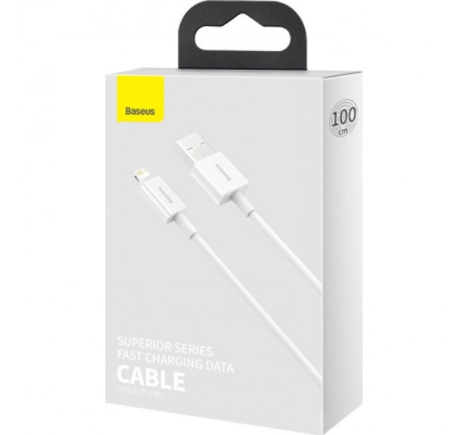 Baseus Дата кабель USB 2.0 AM to Lightning 1.0m 2.4A white Baseus (CALYS-A02)
